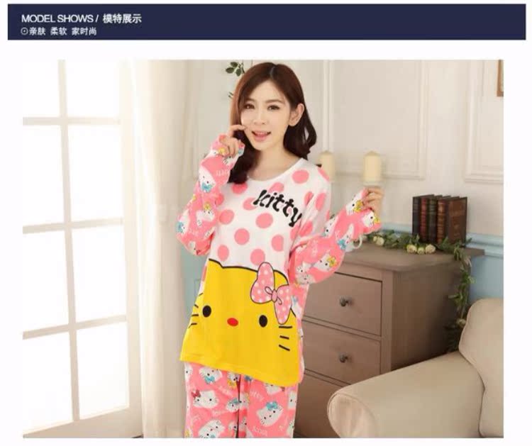 Bộ đồ ngủ dài tay mùa xuân và mùa thu cho phụ nữ cực lớn chất béo mm cộng với phân bón XL Bộ đồ ngủ dài tay 200 kg phù hợp với phụ nữ các kiểu đồ bộ mặc ở nhà đẹp