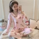 Bộ đồ ngủ mùa xuân và mùa thu nữ dài tay bằng vải cotton mỏng Phiên bản Hàn Quốc của cô gái học sinh tươi tắn và ngọt ngào đồ bay