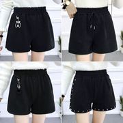 Quần short nylon nữ mùa thu đông 2018 phiên bản mới của Hàn Quốc mặc quần thun cao đến eo là quần ống rộng ống rộng hoang dã