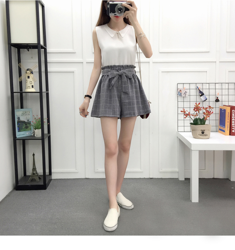 Mùa hè mới Hàn Quốc phiên bản cotton và vải lanh kẻ sọc quần short nữ thủy triều rộng kích thước lớn là quần lửng ống rộng quần ống rộng quần sooc trắng nữ lưng cao
