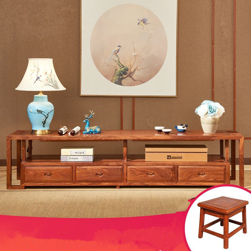 Red wood Xiangyun TV cabinet Hedgehog Purple Sandalwood Living Room TV Cabinet Flowers Pear Wood Solid Wood Furniture Ground TV Cabinet