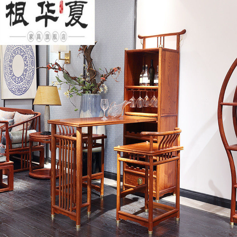 Solid Wood Wine Cabinet Flowers Pear Wood Tinged Hedgehog Purple Sandalwood Living Room Red Wood Furniture Chinese High Footstool Bar Table And Chairs Combined Whole Dress