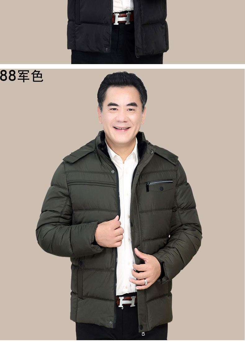 Người cha trung niên 40-60 tuổi với áo khoác mùa đông và bộ đồ nhung dày bằng nhung áo khoác tuổi trung niên - Trang phục Couple áo ấm nam