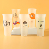 Disposable Milk Tea Cup Commercial Injection 90 Caliber Plastic Coffee Juice Drinking Cup with Cover Custom Logo