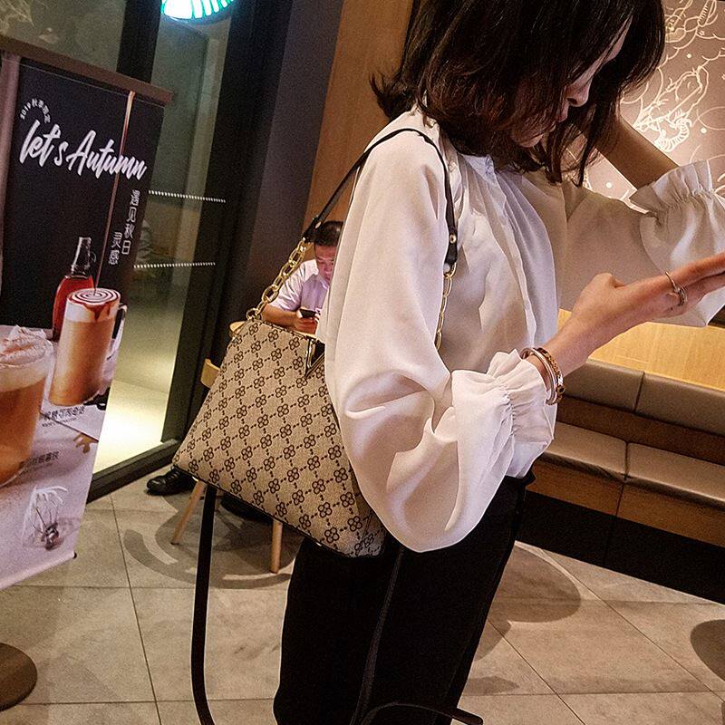 French wind light extravaganza Carring Koko Shop Long recommended genuine leather single shoulder bag new printed handbag