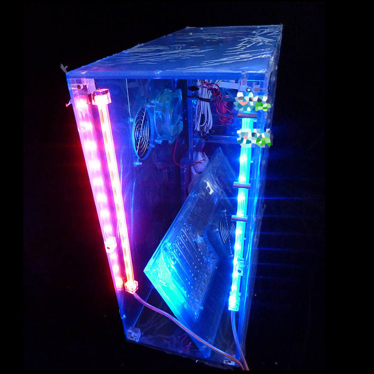 Desktop computer water cooling full-side transparent host shell light tube decorative lamp streaming Star Run horse light pollution Suction Light Color