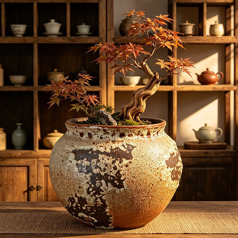 Ceramic Flower Pots, Jingdezhen Vases, Retro Wabi-Sabi Style Small and Large Clay Pots, Coarse Pottery, Zen-Style Special Flower Vessels, High-End Ornaments