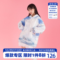 HTCU Blue Sky White Clouds Butterfly Full Print Acrobases Loot Casual Street Even Hat Hooded Hooded Lovers men and women