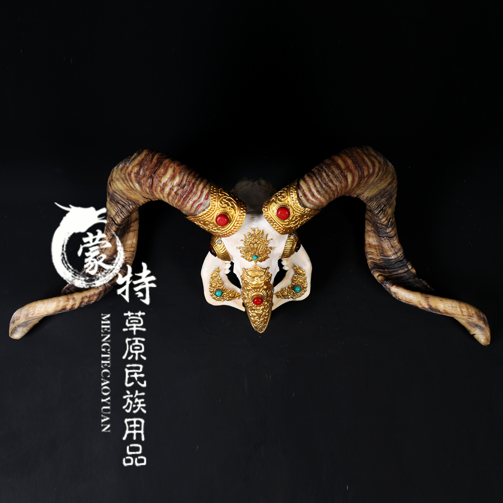 Copper-clad sheep skull crafts Sheep's head Handmade sheep's head decorative specimen wall hanging ornaments Storefront decorative sheep skull