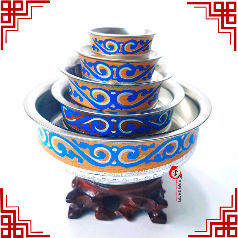 Mongolian bowl Silver bowl Toast bowl Inner Mongolia Mongolian handicraft painted silver bowl dance bowl props silver bowl