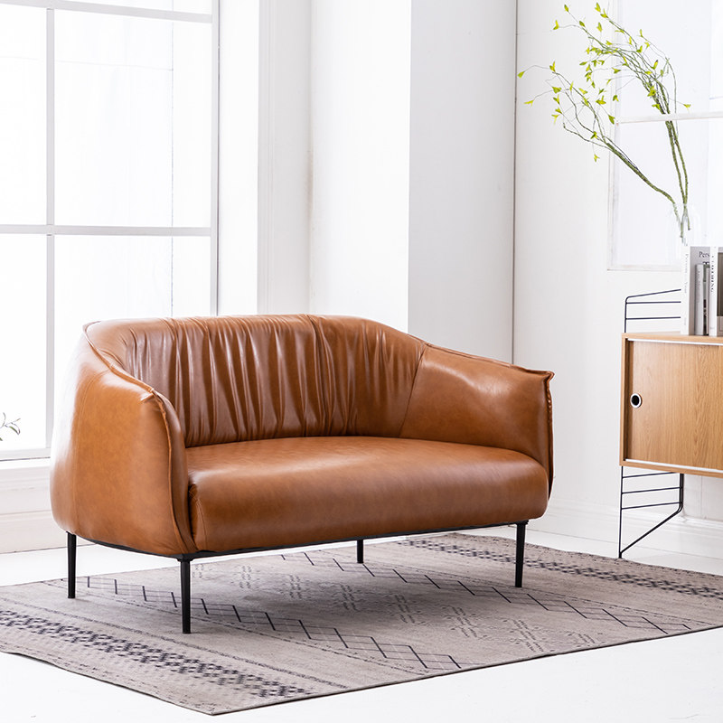 Simple single sofa business office shop bar cafe double three people small apartment leisure full leather light luxury