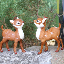 Simulation sika deer feng shui ornaments Crafts model living room office desktop decorations Deer baby mascot