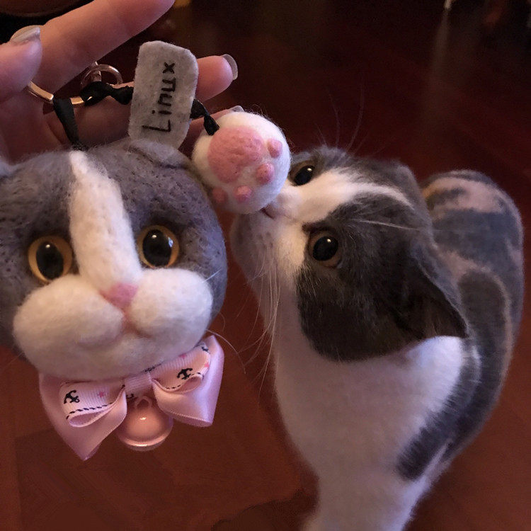 Wool felt cat dog avatar DIY simulation pet custom doll Wool felt finished keychain photo gift