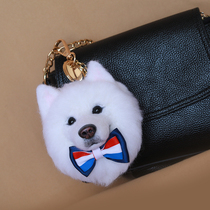 Wool felt dog head custom Samoyed keychain pendant pure handmade simulation pet portrait poke poke music