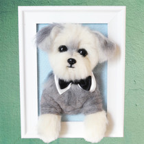 Custom-made picture frame Wool felt Teddy bear simulation pet dog table poke music Finished diy creative gift