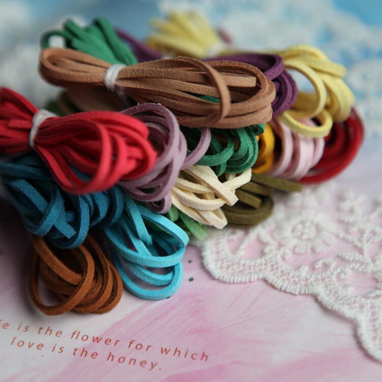 Love Decoration World 3MM Suede Deer Leather Rope Double Sided Suede Woven Bracelet Hair Necklace Hair Clip Decorative Accessories Material