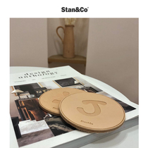 StanCo handmade letters Italy imported cowhide coaster round non-slip insulation mat ins air gift