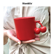 StanCo creative design Cherry ceramic coffee mug Female small cute cup Best friend birthday gift