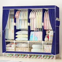 Simple cloth cabinet rental room with strong and durable dormitory wooden assembly household oxford cloth solid wood bedroom storage