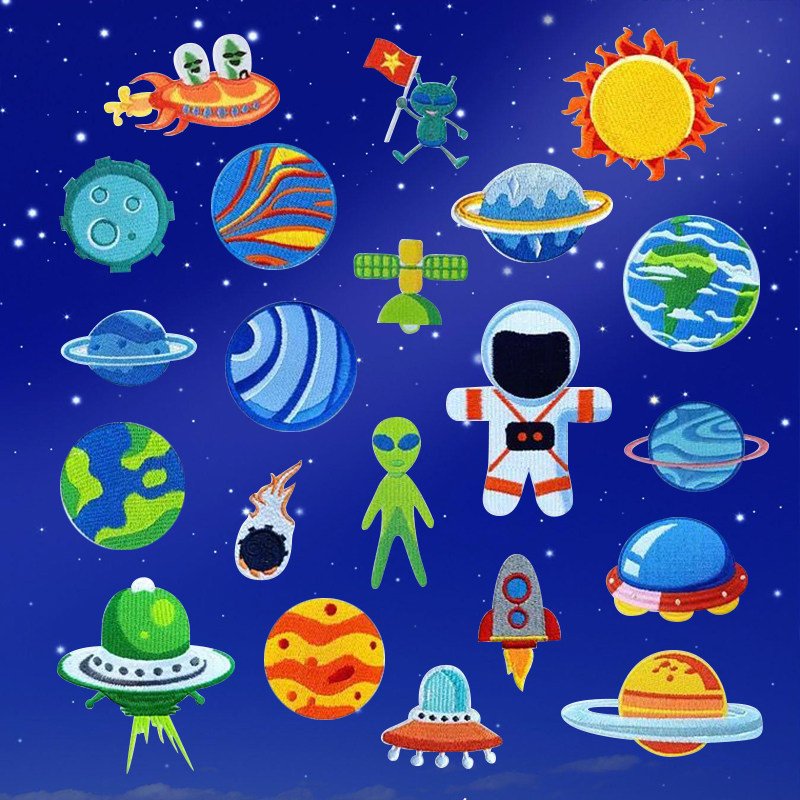 Cosmic planet astronaut embroidery cloth sticker clothes repair hole diy hand account bag decoration hole sticker