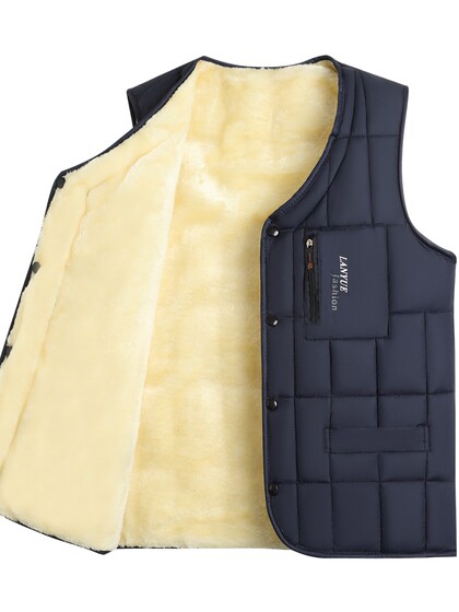 中老年羽绒棉马甲男士加绒加厚款秋冬季爸爸保暖背心坎肩男装马夹