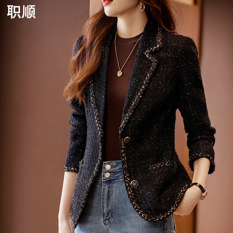 High-End Blazer for Women, Chanel Style, 2026 Spring and Autumn, Petite Short Casual Suit, Plaid Woolen Fabric