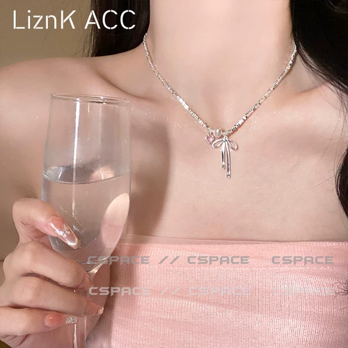 Ожерелье в балетном стиле с бантом, легкая роскошная ниша, серебряная цепочка на ключицы, новинка 2024 года, ожерелье, аксессуары для женщин