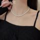 Bow knot pearl necklace women's summer light luxury niche design sense high-end explosive collarbone chain 2022 new trend