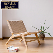 Home stay soft outdoor leisure chair solid wood designer study balcony garden cafe Nordic single sofa chair