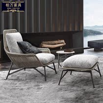 Outdoor Tables and Chairs Courtyard Homestay Outdoor Garden Leisure Furniture Single Rattan Chair Weaving Hotel Outdoor Tables and Chairs Combination