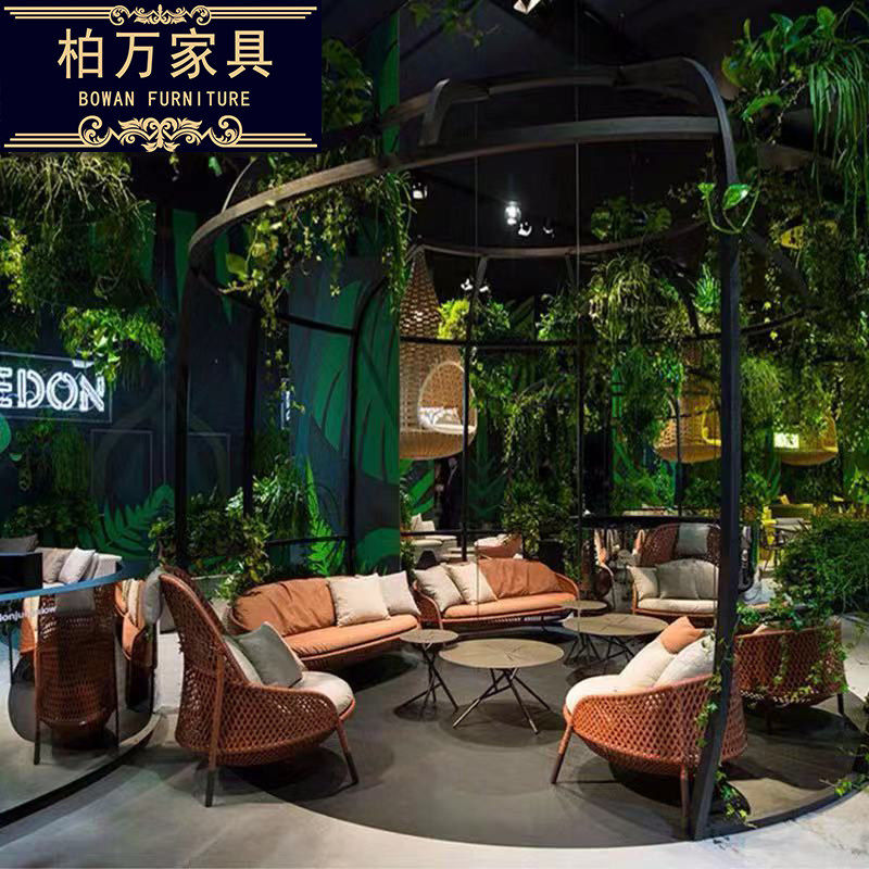 Outdoor rattan sofa Living room choreograpes Composition Balcony Small family Type Nordic Courtyard Single Leisure Greenhouse Furniture