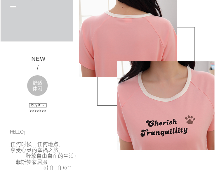 Bộ đồ ngủ nữ mùa hè ngắn tay cotton hai mảnh phù hợp với mùa hè phiên bản Hàn Quốc lỏng lẻo dễ thương học sinh tươi có thể mặc kiểu đồ bộ vải thun bông