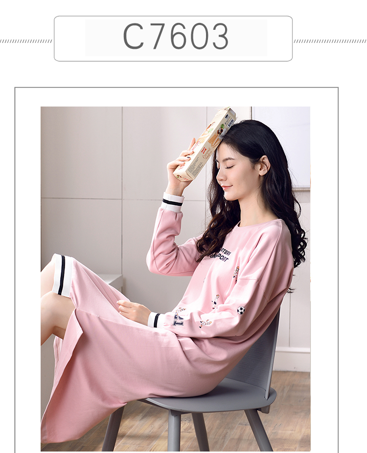 Áo sơ mi dài tay cotton nữ mùa xuân và mùa thu mỏng phần dài phiên bản Hàn Quốc của công chúa bông mùa thu ngọt ngào và đáng yêu đồ ngủ xuyên thấu
