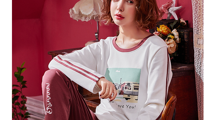 Bộ đồ ngủ dài tay cho nữ mùa thu mỏng phần cotton phiên bản Hàn Quốc của các cô gái có thể mặc bộ đồ hai dây mùa xuân và mẫu mùa thu đồ bộ cát hàn