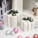 Рождественские украшения Рождественская подарочная коробка из кованого железа светящийся набор из трех частей магазин сцена макет украшения Рождественская елка свая голова