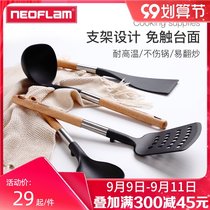 neoflam non-stick spatula household wooden handle small fried shovel spatula soup spoon high temperature resistant pot nylon shovel set