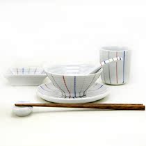 Japanese ceramic tableware restaurant line Bowl Cup spoon bone plate chopsticks stick hand-painted tableware set