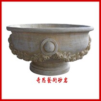 Sandstone European-style sculptures flower pots floral floral art reliefs with three-dimensional round carved landscaped landscaped villa decoration flower bowl