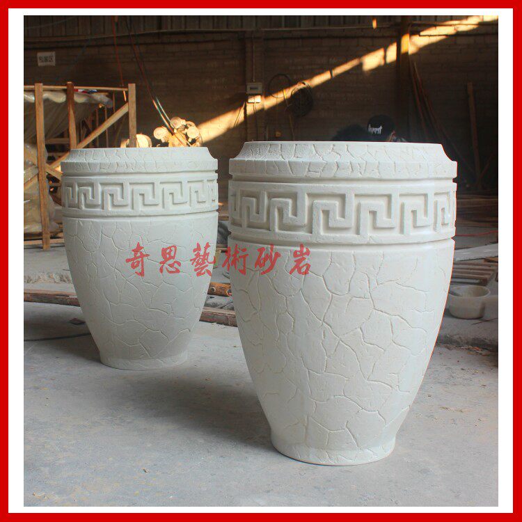 Sandstone Return Grain Flower Pot Garden Forest Landscape Flower Bowl cell Villa Image Building Greenery Renovated Sandstone Relief Background Wall