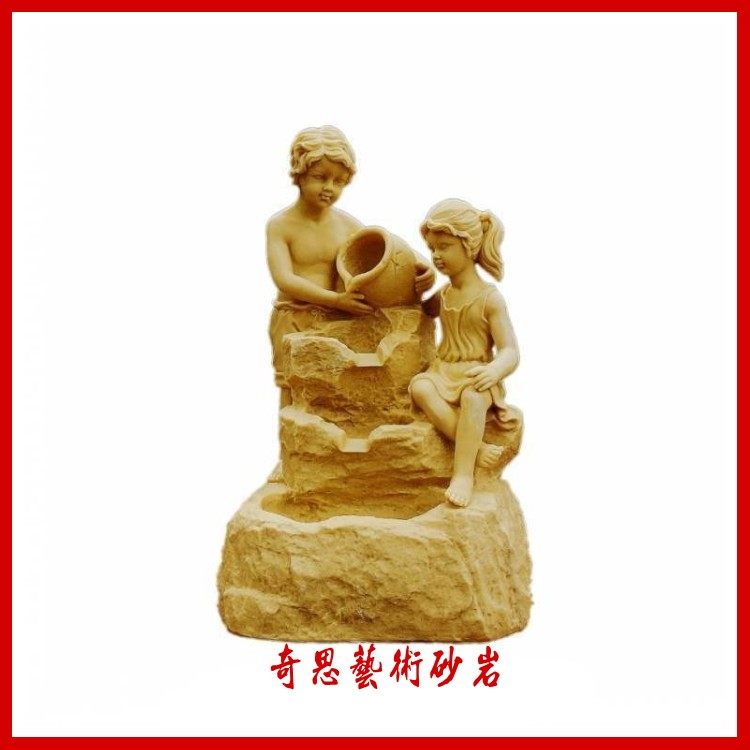 Sandstone Sculpture Angel Spray Pool Water Wall Wine European-style Relief Shop Villa Room inside and outside Furnishing Fiberglass Fountains