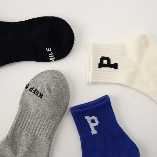 Klein Blue Socks Women's Combed Cotton Preppy Style Korean Dongdaemun P Letter Short Socks Women's Casual Sports Socks