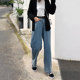 Large size wide leg jeans women's pants straight leg loose 2024 spring and autumn new style fat sister women's high waist slim trend