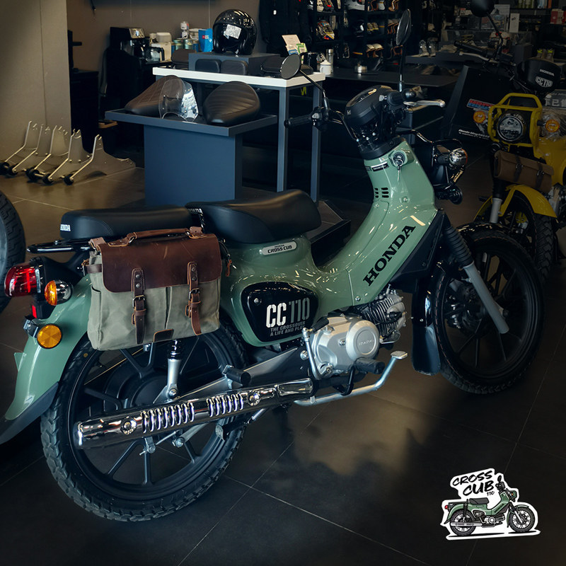 Applicable Honda young beast CC110 retro side bag Motorsport Mobrigades oil wax sails fabric green retrofit piece side hanging bag-Taobao