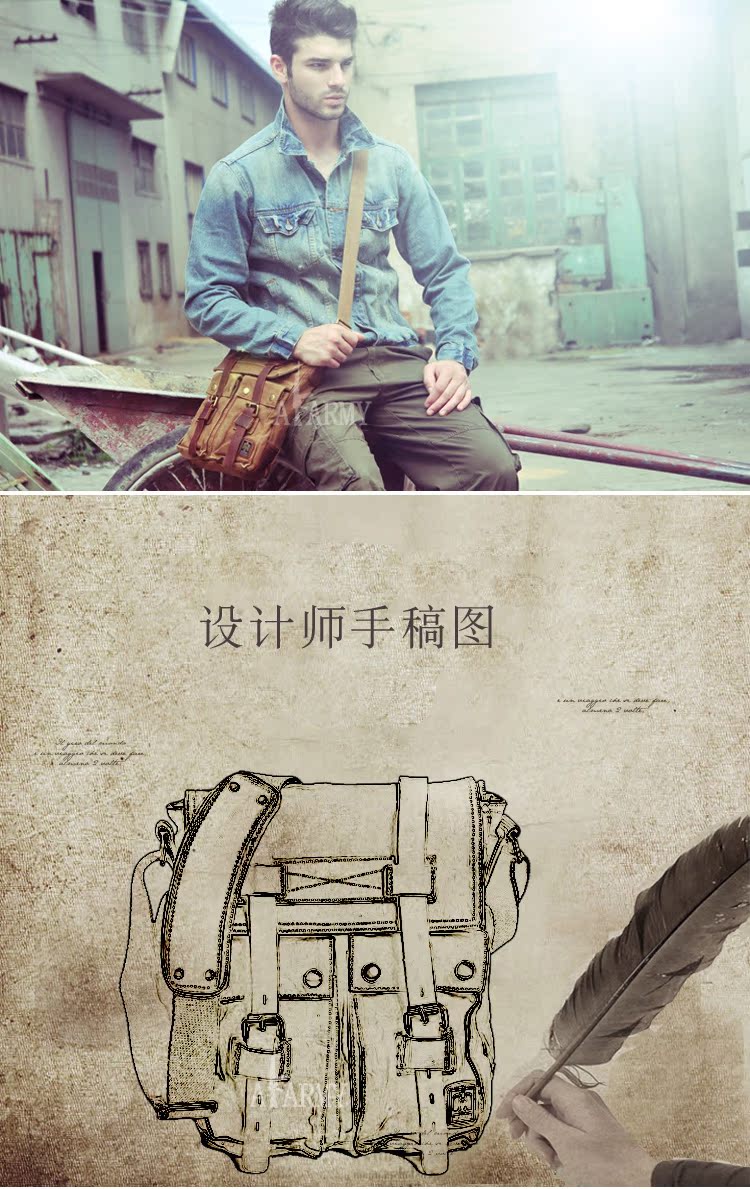 Túi đeo vai AKARMY túi đeo chéo nam mô hình dọc nữ retro đại học gió 包邮 giải trí thủy triều túi nhỏ - Túi của con người túi da đeo chéo