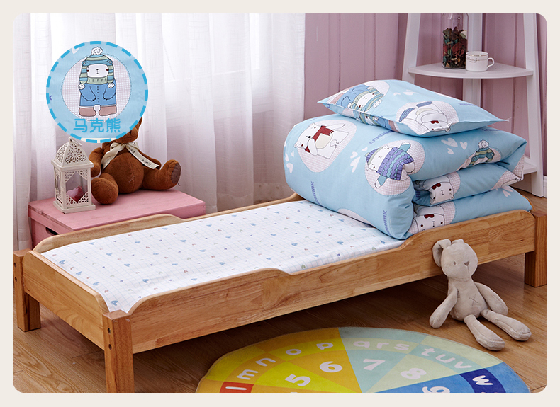 Mẫu giáo chăn ba mảnh bông trẻ em chăn bé nap cotton AB phiên bản giường với lõi sáu mảnh mùa đông