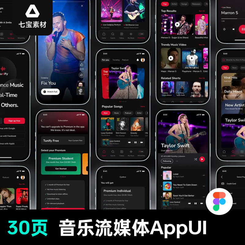 30-Page Complete Set of Music Streaming Online Playback App Applet Ui Interface Figma Design Material Templates 30-Page Complete Set of Music Streaming Online Playback App Applet Ui Interface Figma Design Material Templates