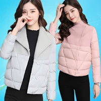 Mùa thu đông 2018 mặc áo khoác cotton mới nữ ngắn phần Hàn Quốc phiên bản áo rộng cotton rộng kích cỡ áo khoác nhỏ khâu nhẹ áo khoác cotton nhỏ áo khoác kaki nữ lót lông hàn quốc