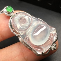 Quarrying natural Burmese ice Jade white ice station Buddha pendant kgold Jewelry pendant
