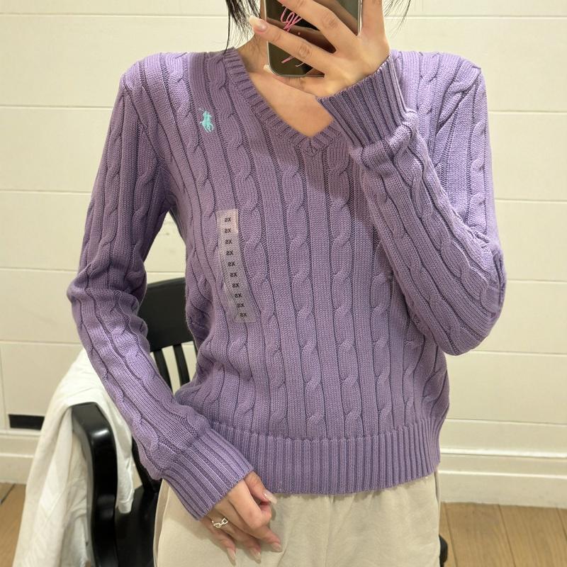 Ralph Lauren/Ralph Lauren Women's Classic V-Neck Pure Cotton Cable-Knit Pullover Sweater for Layering