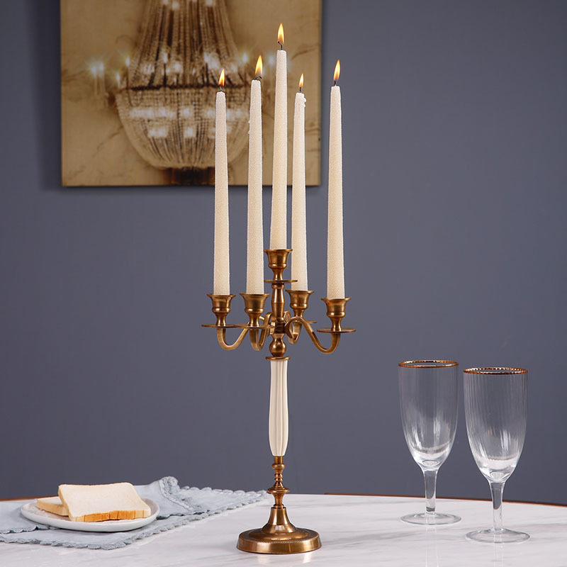 Indian Imports Metal Candleholder Pendulum Pieces Soft Adornment-like Dining Room Table Brass Candleholder Retro Candlestick Decoration